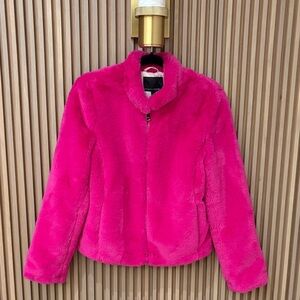 Banana Republic Vibrant Pink Faux Fur Jacket XS